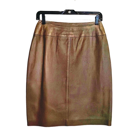 Carlisle Dresses & Skirts - Carlisle Genuine Leather Pencil Skirt Bronze Metallic Luxury Career Classic | 6